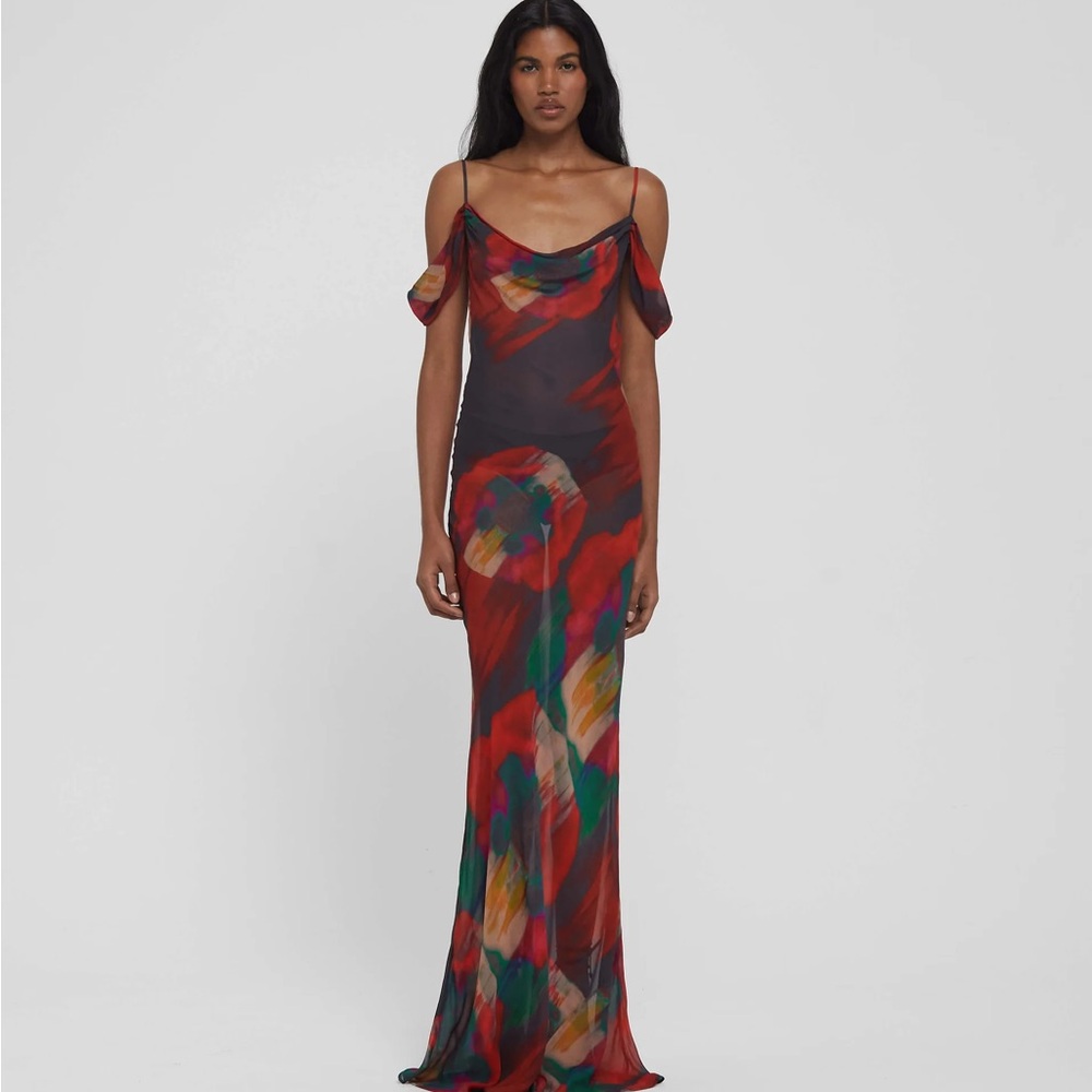 Rat & Boa Red Green Maxi Slip Dress